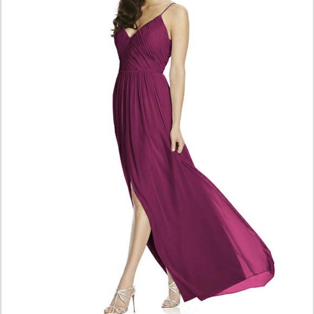 Dessy formal gown Lux Chiffon Size 6 in aubergine